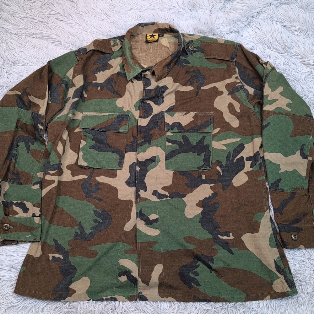 Propper Jacket Mens XL Long Green Camo Shacket‎ Pockets Button Up Battle Rip